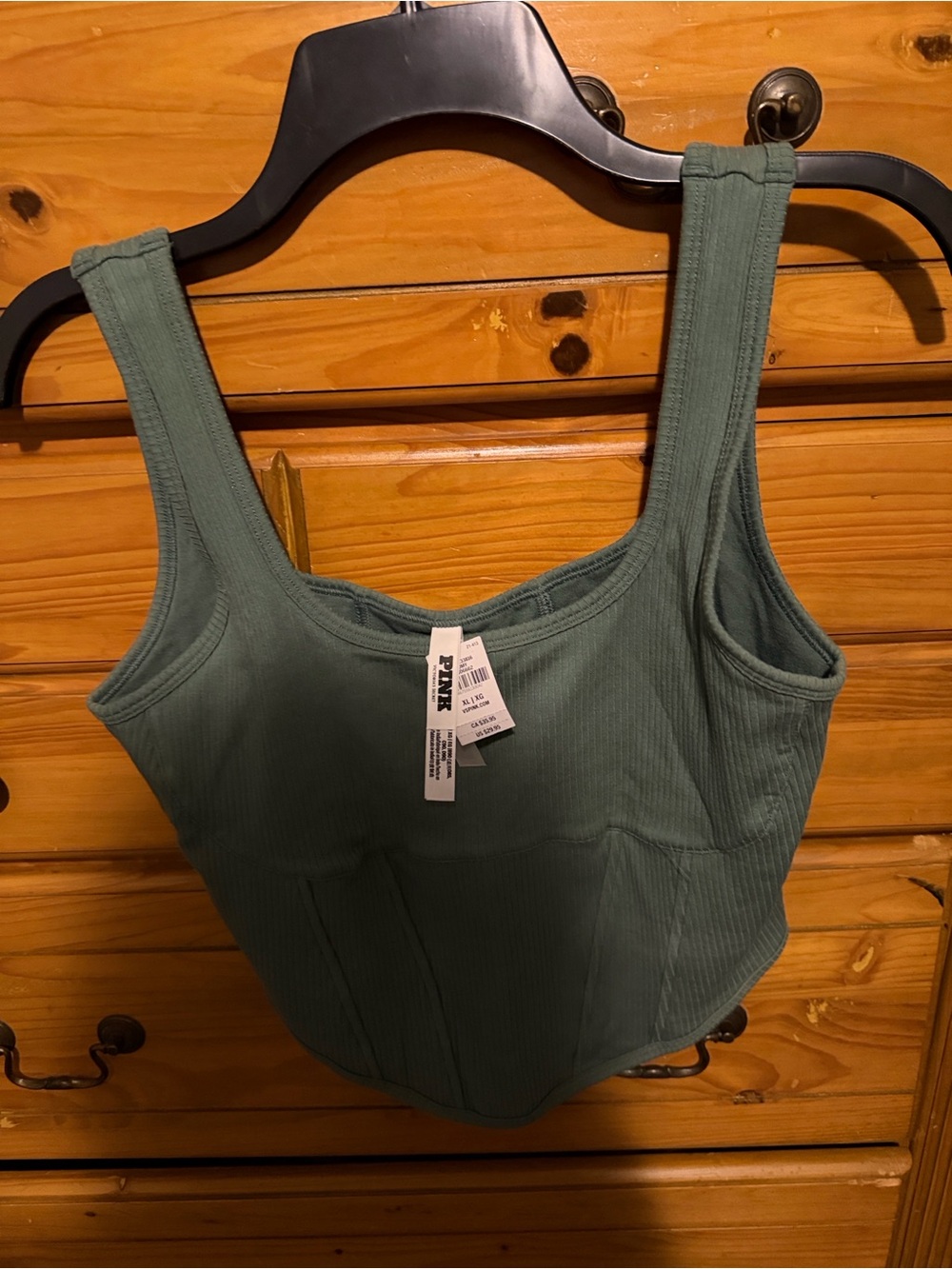PINK Victoria's Secret Ribbed Tank Top in Sage